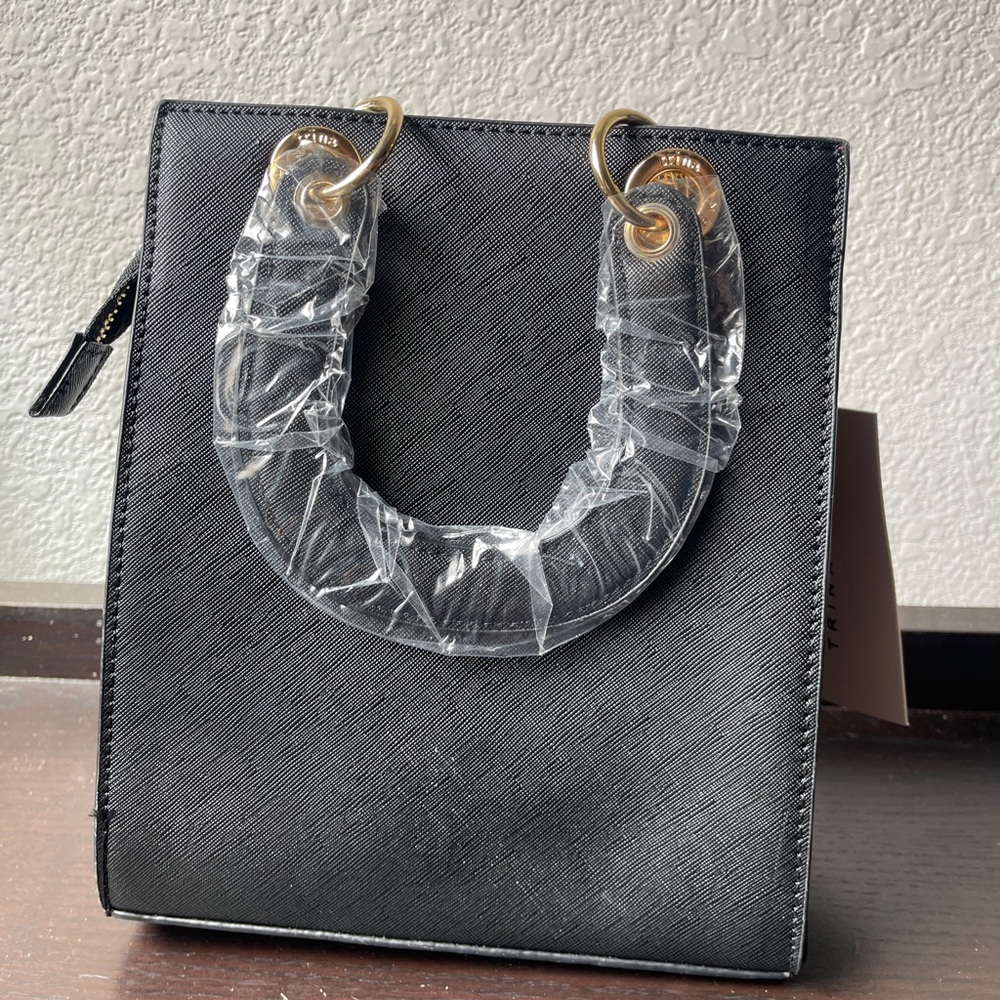 Trina Turk Black Mini Bag with Gold Accents - Picture 2 of 6
